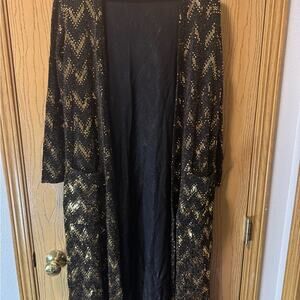 LuLaRoe Black and Gold sequin Cardigan Size Small